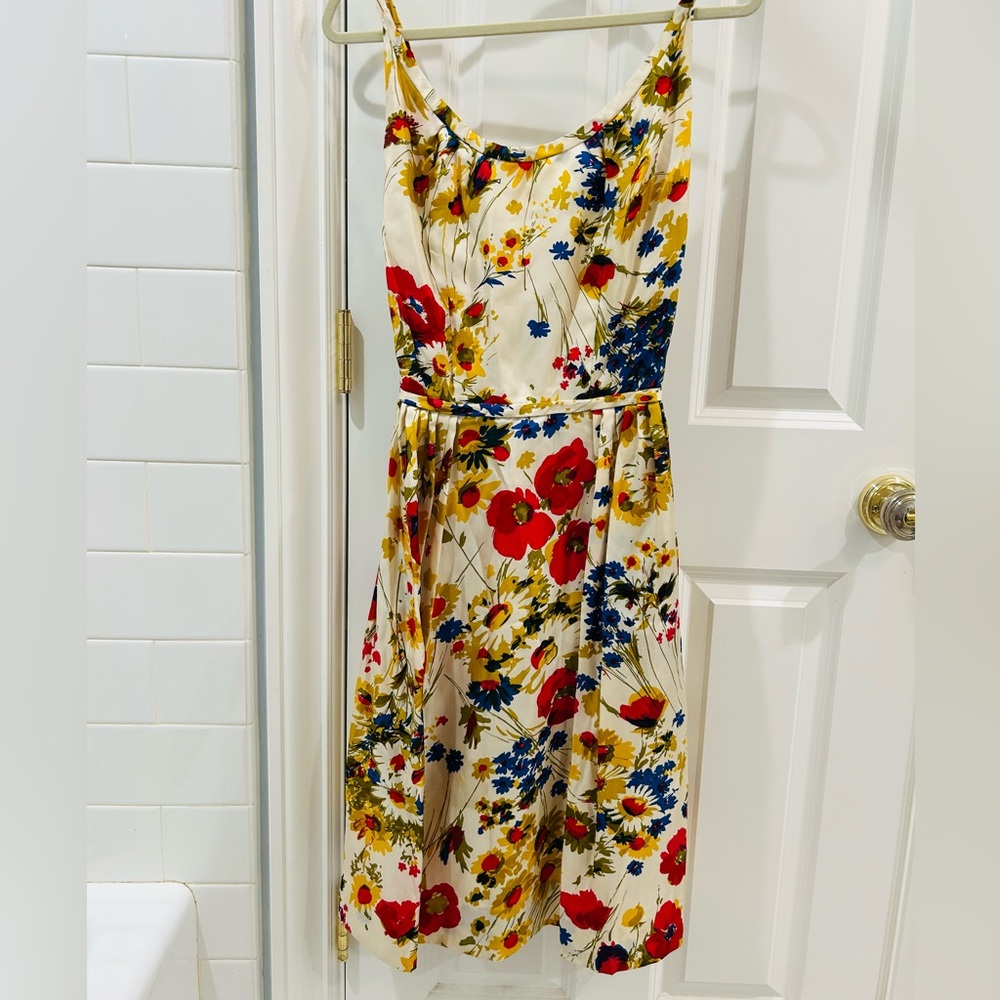 Vintage 1960s Saks Fifth Avenue Silk Floral Dress Fit & Flare Poppy Print Sz XS - Picture 2 of 16